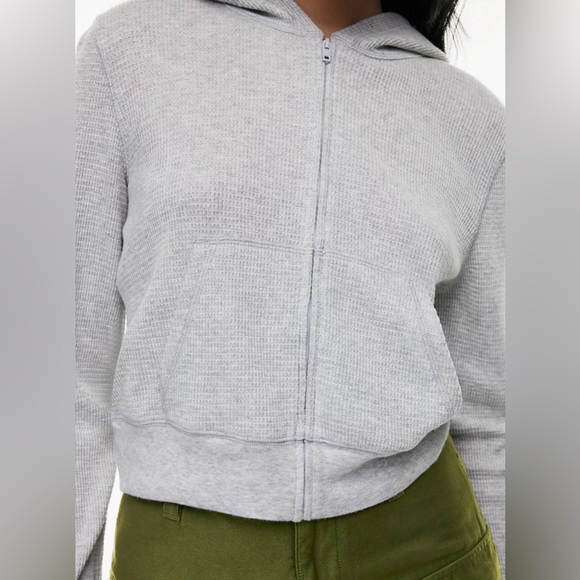 Aritzia Tna Waffle Zip Hoodie color cool grey size small - Picture 3 of 3